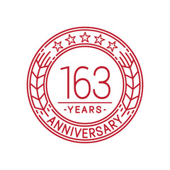 163 years anniversary celebration logo template. Line art vector and illustration.
