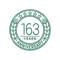 163 years anniversary celebration logo template. Line art vector and illustration.