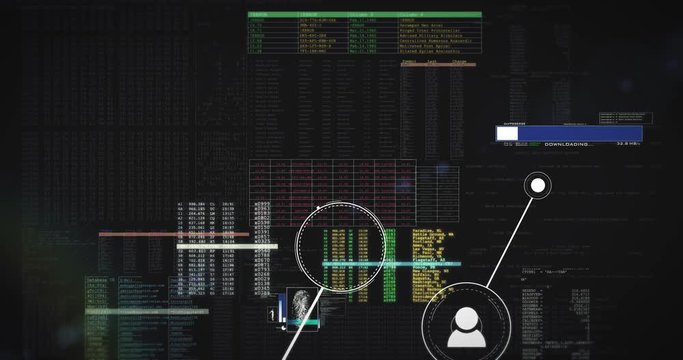 Connecting people network, hacking and social connections - Flight up digital network animation - Seamless repeating loop