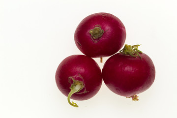 Red juicy radish on a white background