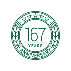 167 years anniversary celebration logo template. Line art vector and illustration.