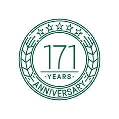 171 years anniversary celebration logo template. Line art vector and illustration.