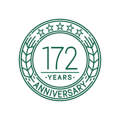 172 years anniversary celebration logo template. Line art vector and illustration.