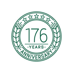 176 years anniversary celebration logo template. Line art vector and illustration.