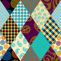 Obraz premium Patchwork textile pattern. Seamless quilting design background.