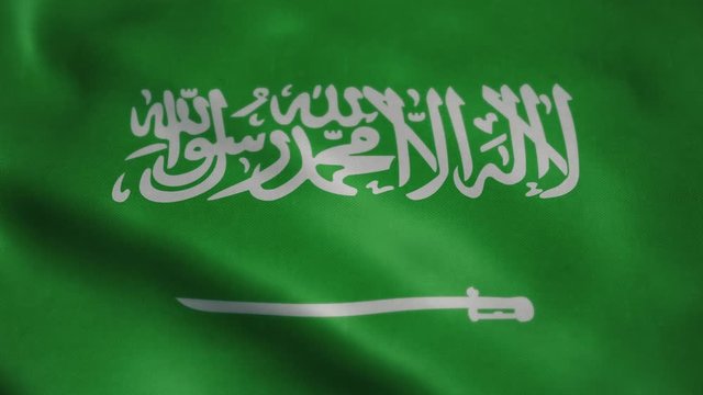 Flag of Saudi Arabia, slow motion waving. Looping animation. Ideal for sport events, led screen, international competitions, motion graphics etc