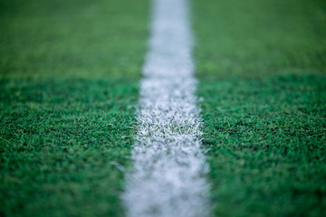 Football field with white line
