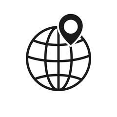 Globe with maps location. Vector illustration