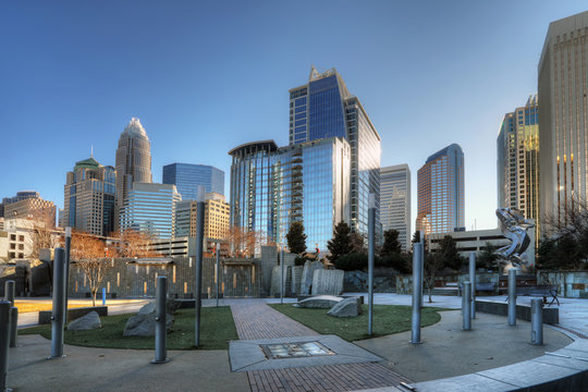 Charlotte, North Carolina skyline on lovely day