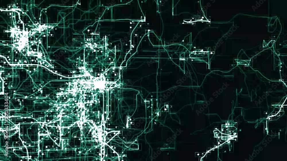 Poster three dimentional data or communications grid growing and expanding to form a global network