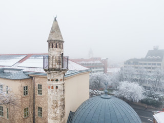 Mosque with a minaret in Pecs, Hungary