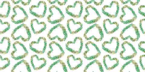 Seamless texture with funny hearts in watercolor style