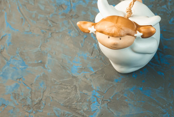 angel girl ceramic on blue background