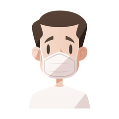 Man wearing face mask against virus or pollution