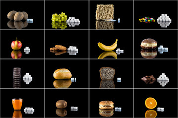 Comparison of sugar content in food.