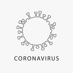 Coronavirus vector outline icon isolated on white background. 