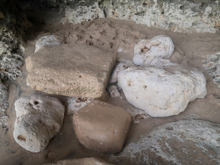 Rocks with different forms and textures. Bali, Indonesia.