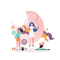 Fitness gym training vector concept for web banner, website page