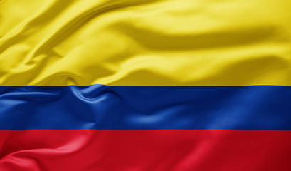 Waving national flag of Colombia