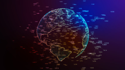 Earth Globe. Background with Light Effect. Global International Connectivity Background. 3D illustration.