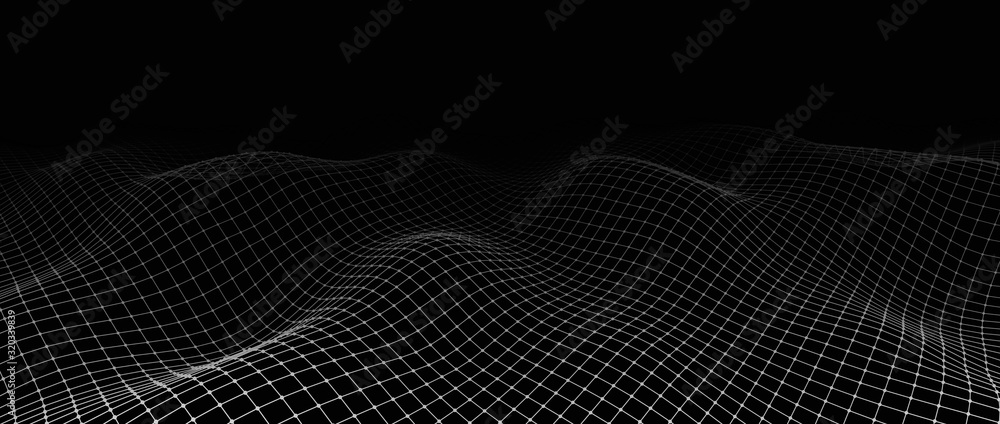 Poster Abstract background with a dynamic wave. A large amount of data. Vector illustration.