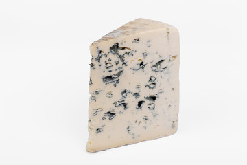 french cow's milk cheese called Bleu d'Auvergne isolated on white background