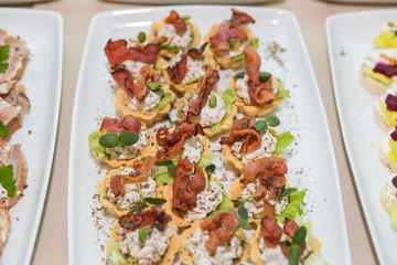 City Cesis, Latvia. Snacks and salads are on the table.