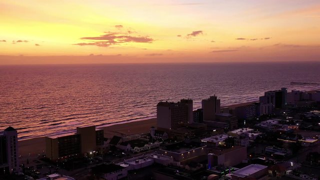 Aerial: Virginia Beach Captured at sunrise from aerial prospective