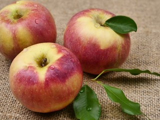 apples on wooden table