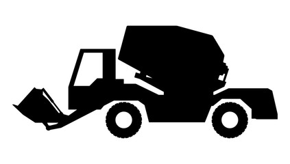 Silhouette of a concrete mixer. Vector illustration.