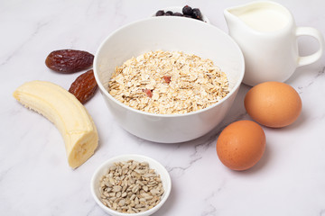 bowl of oatmeal and milk