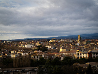 Fototapeta na wymiar Cacassonne France At Dusk With Warm Soft Light