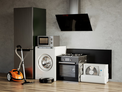 Home appliances. 3d rendering illustration