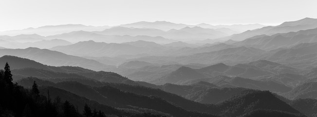 Smoky mountain B& . Blue mountains in the fog. fog and cloud mountain landscape - Powered by Adobe