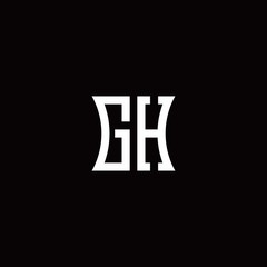GH monogram logo with curved side style design template