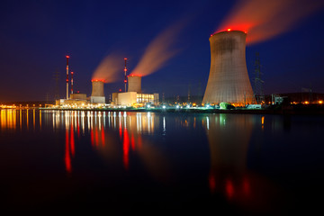 Nuclear Power Station At Night