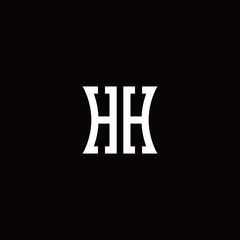 HH monogram logo with curved side style design template