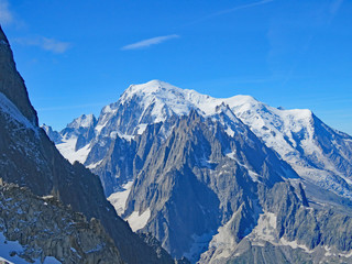Vue sur le Mont-Blanc et l'aiguille du Midi