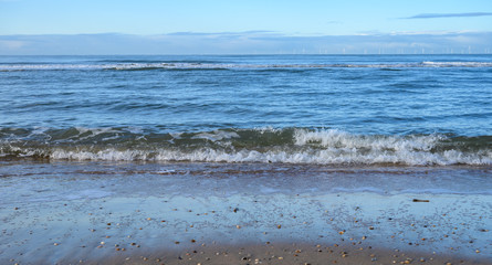 Dutch landscape, North sea sandy beach during low tide near Castricum aan Zee, Netherlands