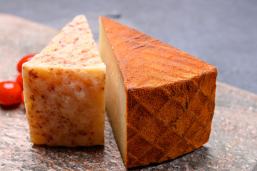 Cheese collection, variety of Spanish manchego cheese made from cow and goat milk