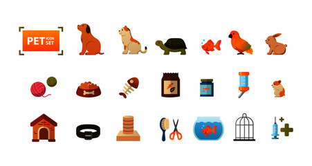 Pet icon color set design