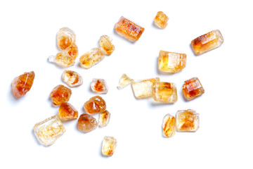 Brown Sugar Crystals Isolated On White