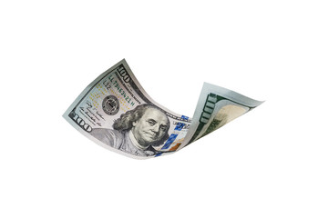 Close up hundred dollar banknote on white background