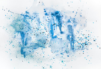 Beautiful stylish creative watercolor background in blue.