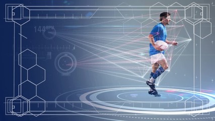 Data processing of male rugby player running - Powered by Adobe