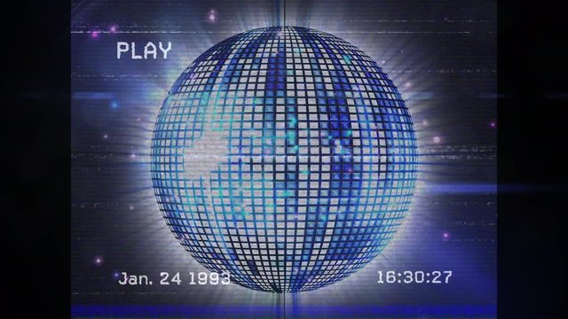 Vintage video of blue disco ball