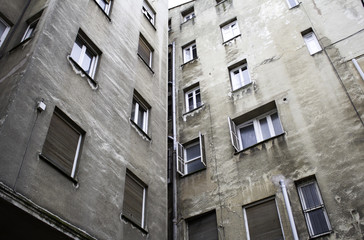 Deteriorated building in city