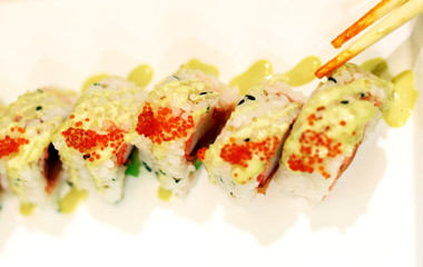 Beautiful served sushi and rolls