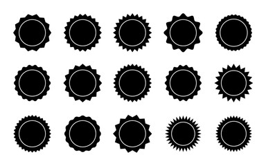 Set of starburst badges icon. Sunburst stickers for price, promo, quality, sale tags. Vector graphic design