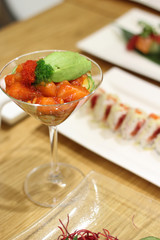 Beautiful served sushi and rolls